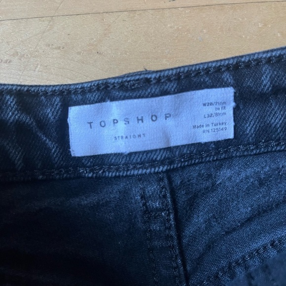 Women’s Top Shop Black Wash Straight Leg Jeans - Picture 3 of 3